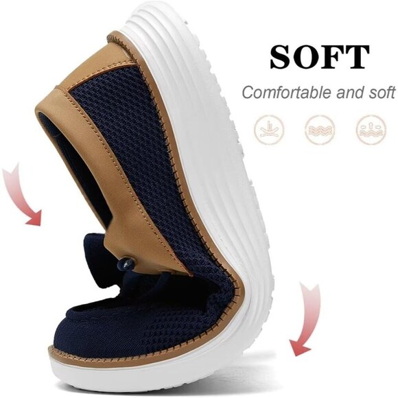〽️Closed Toe Loafers Sneakers Men\'s Dark Blue Mesh Slip On Lightweight Soft Sole main image 6